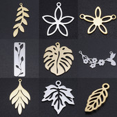 5 bucăți/lot frunze de flori bricolaj brelocuri cu ridicata din oțel inoxidabil 316 conectori pentru păsări naturale farmec frunze țestoase bijuterii pandantiv