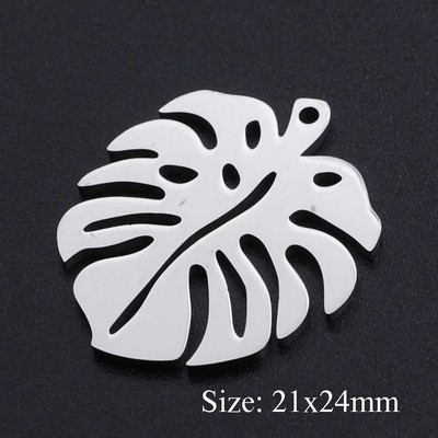 5 bucăți/lot frunze de flori bricolaj brelocuri cu ridicata din oțel inoxidabil 316 conectori pentru păsări naturale farmec frunze țestoase bijuterii pandantiv