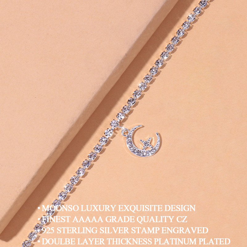 Nou Sosire Moda Auriu Argintiu Culoare Star Luna Cristale Inițială gleznă pentru femei Cadou de petrecere Accesorii de plajă vara 7139