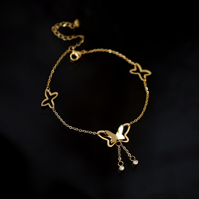 MEYRROYU Oțel inoxidabil de culoare aurie pandantiv fluture ciucuri ciucuri glezne zircon 2021 nou pentru femei bijuterii de modă cadou