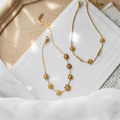 MEYRROYU Brațe de gleznă cu flori de culoare aurie din oțel inoxidabil pentru femei Brelocuri la modă Brațe de gleznă cu zână 2021, oferta nouă, bijuterii la modă pentru picioare