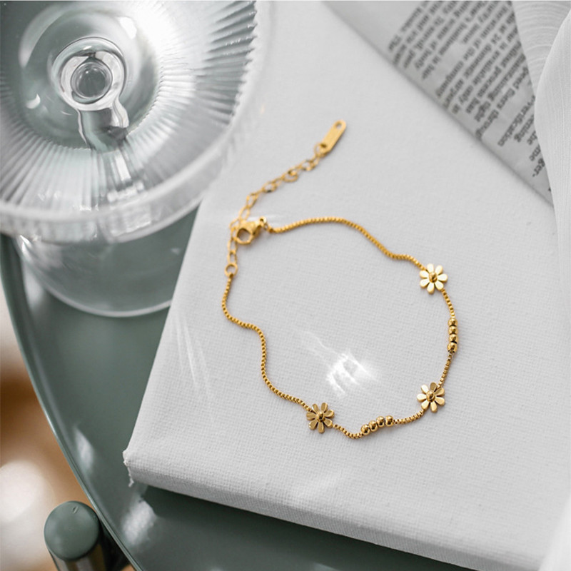 MEYRROYU Brațe de gleznă cu flori de culoare aurie din oțel inoxidabil pentru femei Brelocuri la modă Brațe de gleznă cu zână 2021, oferta nouă, bijuterii la modă pentru picioare