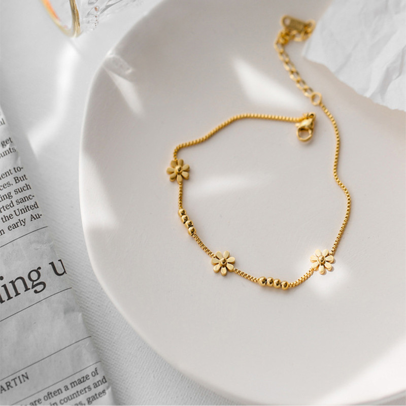 MEYRROYU Brațe de gleznă cu flori de culoare aurie din oțel inoxidabil pentru femei Brelocuri la modă Brațe de gleznă cu zână 2021, oferta nouă, bijuterii la modă pentru picioare