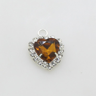 10 buc/lot 18 mm buton metalic în formă de inimă, gheare de inimă, stras, un singur stras agățat, cusut DIY, accesorii frumoase de nuntă