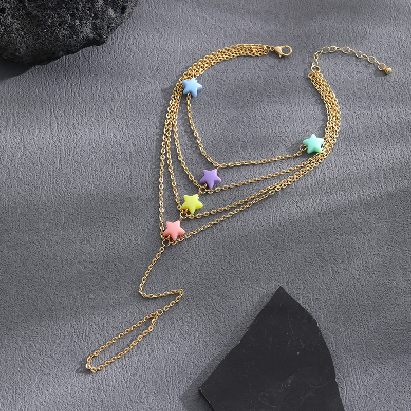 Brațe de gleznă elegante din piatră naturală pentru femei Lanțuri de gleznă de culoare aurie cu mai multe straturi Moda creativă Bijuterii pentru picioare rafinate Comerț cu ridicata