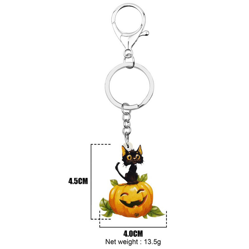 Newei Akril Halloween Sütőtök Lámpás Macska Kulcstartók Nyomtatás Kisállat Állat Kulcstartó Ékszerek Női Gyerekek Lányok Táska Dekoráció