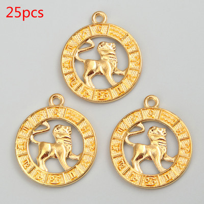 Ezüst/arany színű, 24x21 mm-es tizenkét csillagkép Charms zodiákus medál barkácsoláshoz, kézzel készített fém asztrológia ékszerkészítési kiegészítőhöz