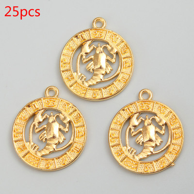 Ezüst/arany színű, 24x21 mm-es tizenkét csillagkép Charms zodiákus medál barkácsoláshoz, kézzel készített fém asztrológia ékszerkészítési kiegészítőhöz