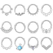 AOEDEJ 1PC 16G Snake Star Septum Gyűrű női cirkon szív orr piercing réz spirál porc piercing orrlyuk ékszer