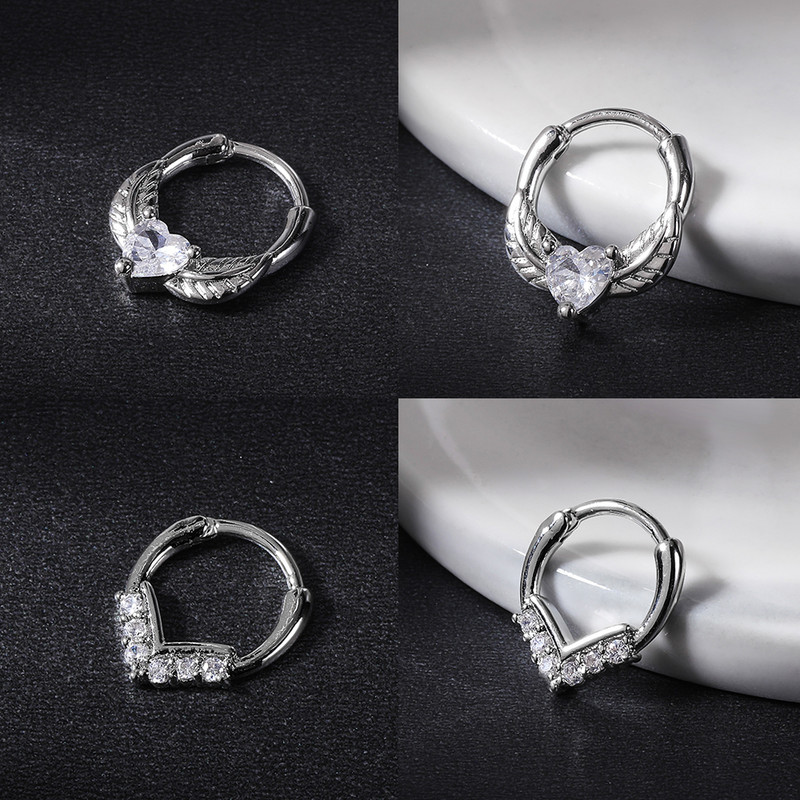 AOEDEJ 1PC 16G Snake Star Septum Gyűrű női cirkon szív orr piercing réz spirál porc piercing orrlyuk ékszer