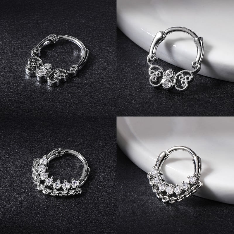 AOEDEJ 1PC 16G Snake Star Septum Gyűrű női cirkon szív orr piercing réz spirál porc piercing orrlyuk ékszer
