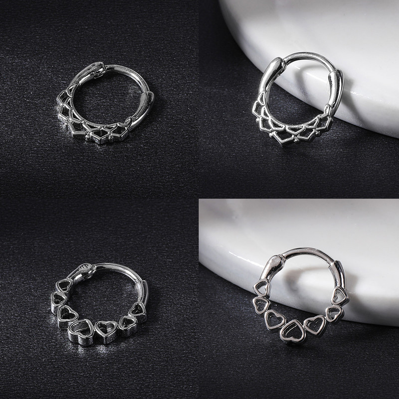 AOEDEJ 1PC 16G Snake Star Septum Gyűrű női cirkon szív orr piercing réz spirál porc piercing orrlyuk ékszer