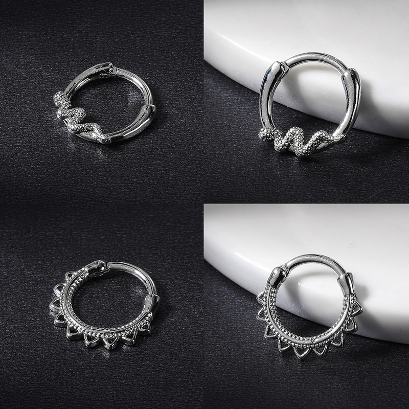 AOEDEJ 1PC 16G Snake Star Septum Gyűrű női cirkon szív orr piercing réz spirál porc piercing orrlyuk ékszer