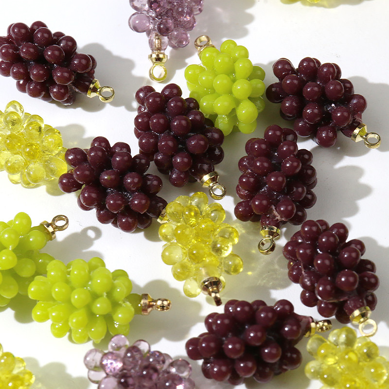 10 bucăți 10x19mm mov verde struguri brelocuri din rășină pentru cercei breloc brățară decorare bricolaj fructe bijuterii consumabile