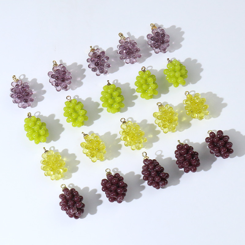 10 bucăți 10x19mm mov verde struguri brelocuri din rășină pentru cercei breloc brățară decorare bricolaj fructe bijuterii consumabile