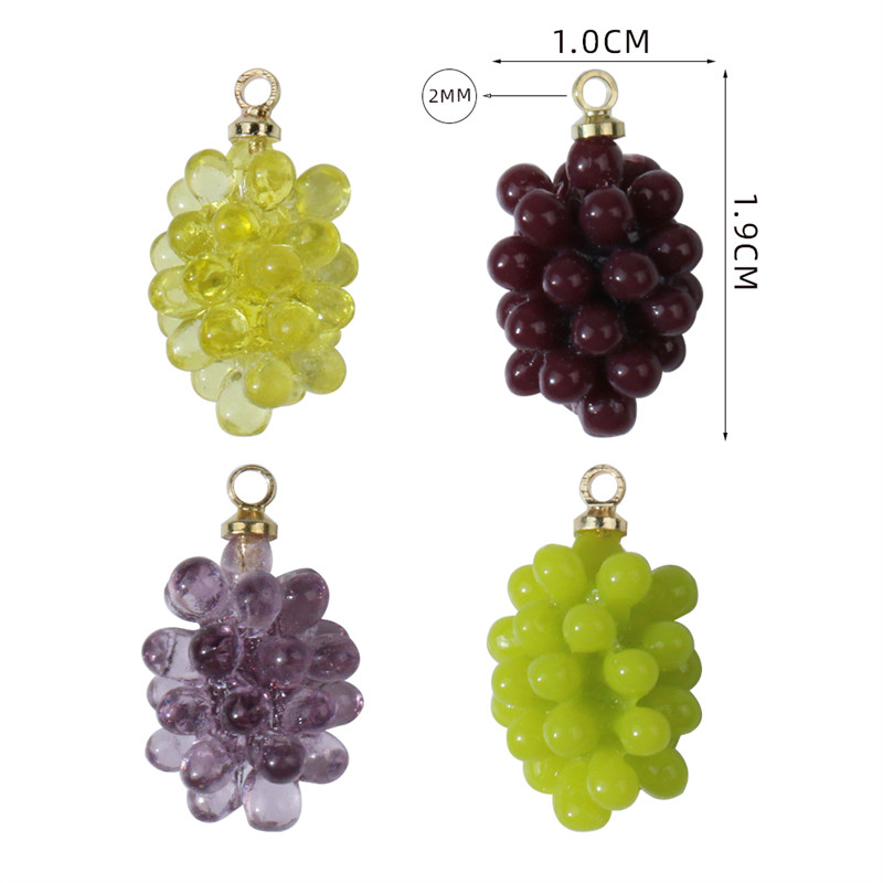 10 bucăți 10x19mm mov verde struguri brelocuri din rășină pentru cercei breloc brățară decorare bricolaj fructe bijuterii consumabile