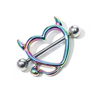 1 pereche de bijuterii pentru piercing la sân din oțel inoxidabil 14G, bară de piercing pentru mamelon, inele pentru mamelon, acoperire cu scut, piercing sexy pentru mreană