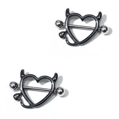 1 pereche de bijuterii pentru piercing la sân din oțel inoxidabil 14G, bară de piercing pentru mamelon, inele pentru mamelon, acoperire cu scut, piercing sexy pentru mreană