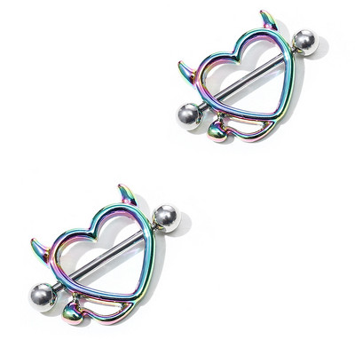 1 pereche de bijuterii pentru piercing la sân din oțel inoxidabil 14G, bară de piercing pentru mamelon, inele pentru mamelon, acoperire cu scut, piercing sexy pentru mreană