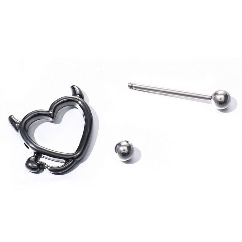 1 pereche de bijuterii pentru piercing la sân din oțel inoxidabil 14G, bară de piercing pentru mamelon, inele pentru mamelon, acoperire cu scut, piercing sexy pentru mreană