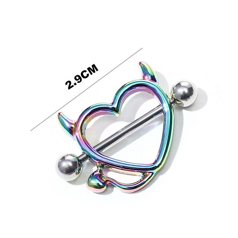 1 pereche de bijuterii pentru piercing la sân din oțel inoxidabil 14G, bară de piercing pentru mamelon, inele pentru mamelon, acoperire cu scut, piercing sexy pentru mreană