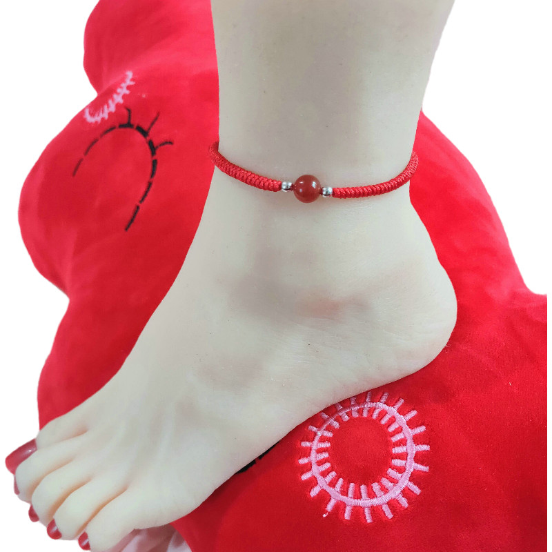 Brățară de gleznă pentru femei de modă, cupluri, lucrate manual, ajustabile, margele roșii norocoase, gleznele desculțe pentru femei, bijuterii de prietenie