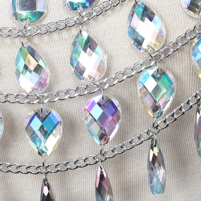 Lanț de corp cu strasuri pentru femei, curea în talie, sutien superior, ham, bikini de vară, picătură de apă, lanț de corp pentru festivalul de vară, bijuterii