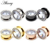 Alisouy 2 komada 6-16 mm Kubni cirkonij od nehrđajućeg čelika Vijak Tuneli za uši Čepovi za širenje mesa Nosilice Mjerači Nakit za piercing