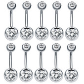 10 buc/lot Piercing Oțel Chirurgical Un singur Cristal Stras Inele pentru Buric Piercing Ombligo 5/8mm Ball Nombril