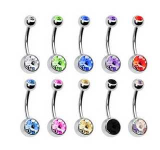 10 buc/lot Piercing Oțel Chirurgical Un singur Cristal Stras Inele pentru Buric Piercing Ombligo 5/8mm Ball Nombril