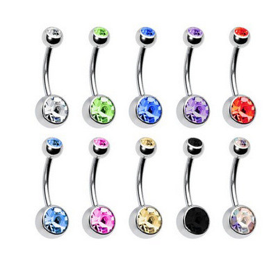 10 buc/lot Piercing Oțel Chirurgical Un singur Cristal Stras Inele pentru Buric Piercing Ombligo 5/8mm Ball Nombril