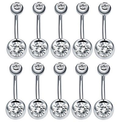 10 buc/lot Piercing Oțel Chirurgical Un singur Cristal Stras Inele pentru Buric Piercing Ombligo 5/8mm Ball Nombril