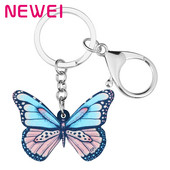 Breloc cu fluturi cu perie acrilic Newei, tipărire mare, breloc cu animale, insecte, bijuterii pentru femei, bărbați, geantă, decorare mașină