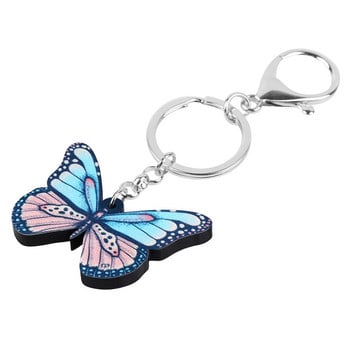 Newei Acrylic Brush-footed Butterfly Keychains Big printing Insect Animal Keyring Jewelry for Women Ανδρική τσάντα για κορίτσι Διακόσμηση αυτοκινήτου