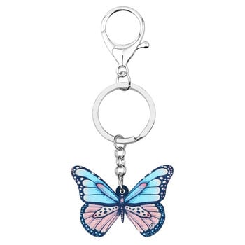 Newei Acrylic Brush-footed Butterfly Keychains Big printing Insect Animal Keyring Jewelry for Women Ανδρική τσάντα για κορίτσι Διακόσμηση αυτοκινήτου