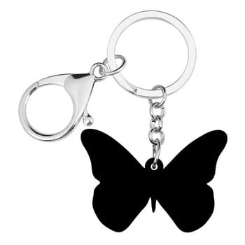 Newei Acrylic Brush-footed Butterfly Keychains Big printing Insect Animal Keyring Jewelry for Women Ανδρική τσάντα για κορίτσι Διακόσμηση αυτοκινήτου