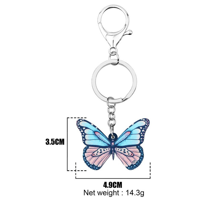 Breloc cu fluturi cu perie acrilic Newei, tipărire mare, breloc cu animale, insecte, bijuterii pentru femei, bărbați, geantă, decorare mașină