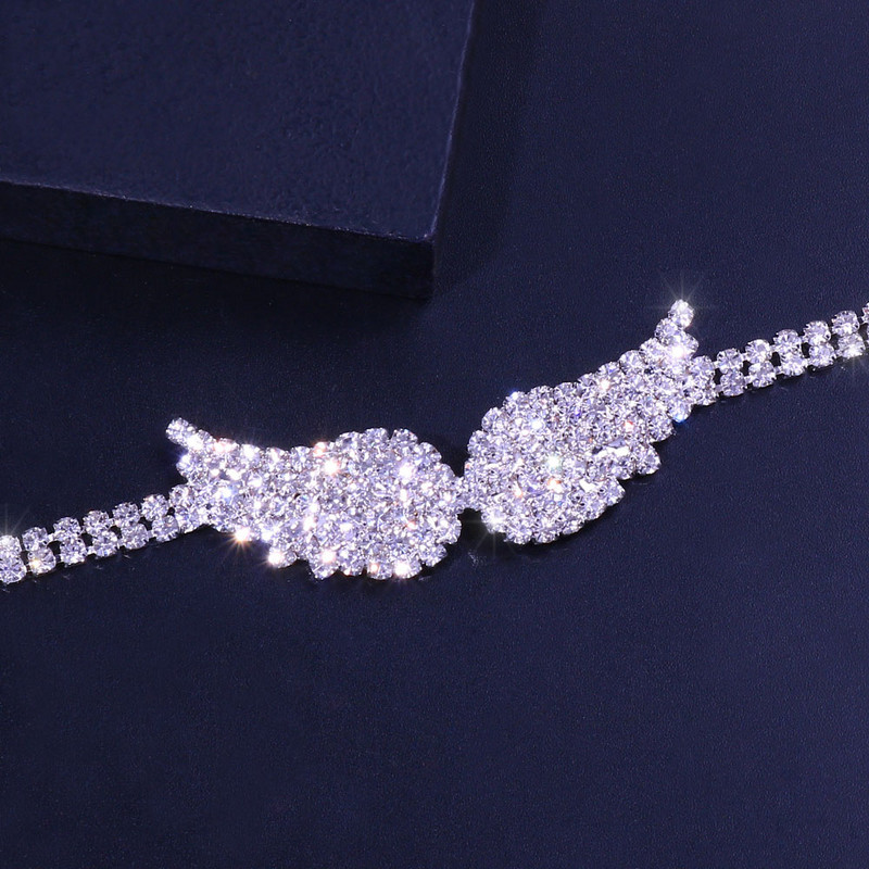 Moda coreeană gleznă cu aripi de înger Brățări cu lanț pentru femei, argint, plajă, bijuterii Boho, cu strasuri simple, lanț pentru picioare, cadou