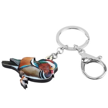 Newei Acrylic Mandarin Duck Keychains Lovely Bird Animal Keyring Jewelry for Women Lover Lover Δώρα καινοτομία Αξεσουάρ πορτοφολιού