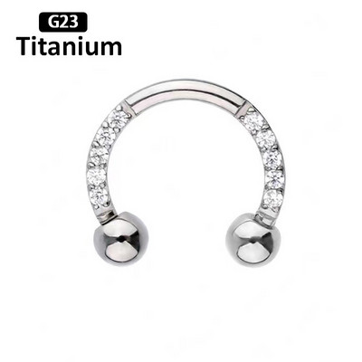 F136 Titan Zircon Hoop Inel pentru nas Septum Buză Circular Barbell Potcoavă Ureche Tragus Helix Cercel Piercing Nas Bijuterii pentru corp