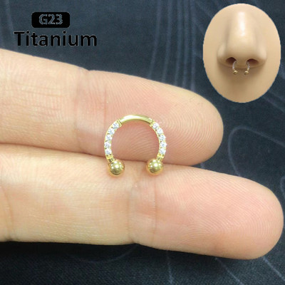 F136 Titan Zircon Hoop Inel pentru nas Septum Buză Circular Barbell Potcoavă Ureche Tragus Helix Cercel Piercing Nas Bijuterii pentru corp