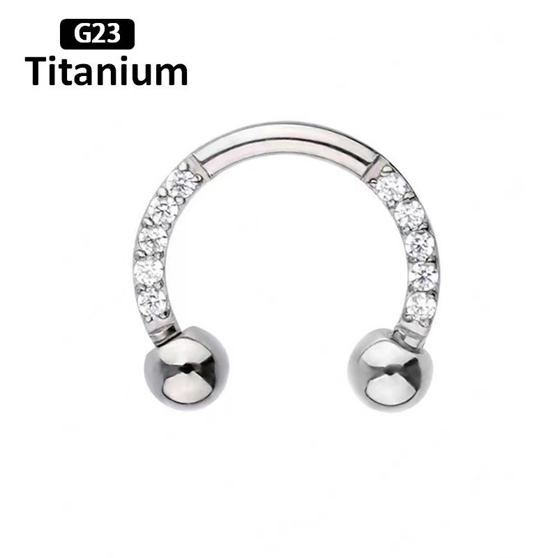 F136 Titan Zircon Hoop Inel pentru nas Septum Buză Circular Barbell Potcoavă Ureche Tragus Helix Cercel Piercing Nas Bijuterii pentru corp