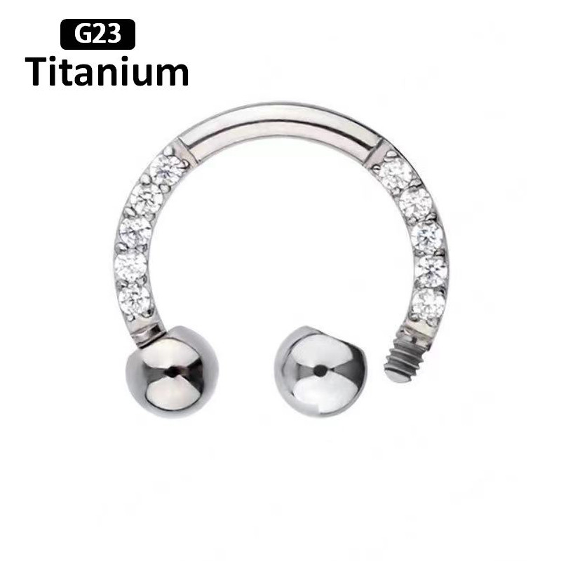 F136 Titan Zircon Hoop Inel pentru nas Septum Buză Circular Barbell Potcoavă Ureche Tragus Helix Cercel Piercing Nas Bijuterii pentru corp