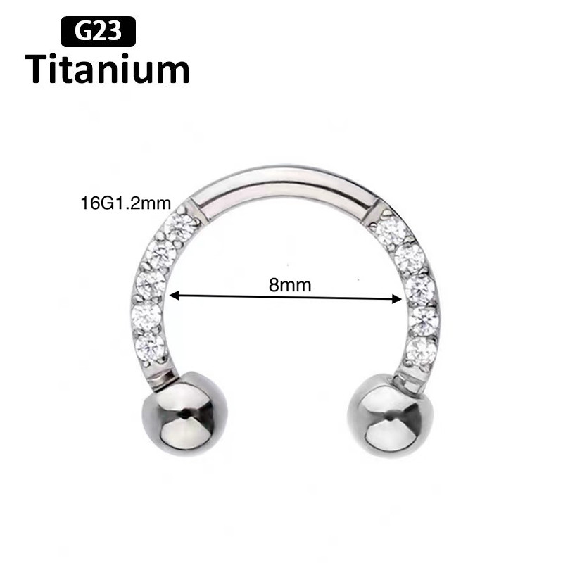 F136 Titan Zircon Hoop Inel pentru nas Septum Buză Circular Barbell Potcoavă Ureche Tragus Helix Cercel Piercing Nas Bijuterii pentru corp
