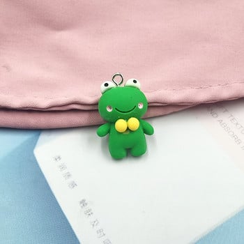 10 τμχ Cute Kawaii Green Frog Charms for Making jewelry Earrings Diy keychain Cartoon Animals Floating Pendants C511