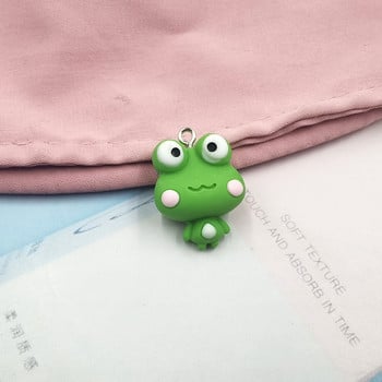 10 τμχ Cute Kawaii Green Frog Charms for Making jewelry Earrings Diy keychain Cartoon Animals Floating Pendants C511