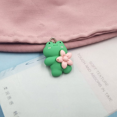 10 bucăți drăguț Kawaii Broasca verde Breloc pentru realizarea de bijuterii Diy Cercei Breloc Animale din desene animate Pandantive plutitoare C511