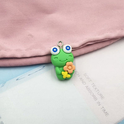 10 bucăți drăguț Kawaii Broasca verde Breloc pentru realizarea de bijuterii Diy Cercei Breloc Animale din desene animate Pandantive plutitoare C511