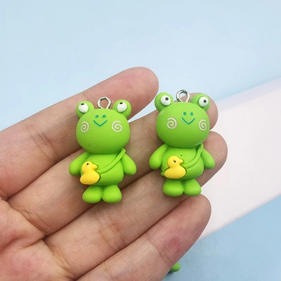 10 bucăți drăguț Kawaii Broasca verde Breloc pentru realizarea de bijuterii Diy Cercei Breloc Animale din desene animate Pandantive plutitoare C511