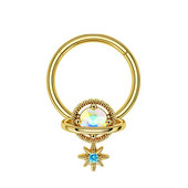 Inele pentru sept 16G Dangle Septum Blue Planet Clear CZ Oțel chirurgical 316L Star Daith Cercel Moon Helix Cercel Piercing pentru nas inel